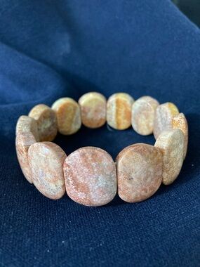 Natural Coral Stone Stretch Bracelet - Pink Beige
